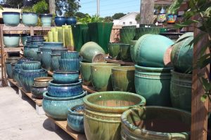 Green-turquoise-outdoor-pottery